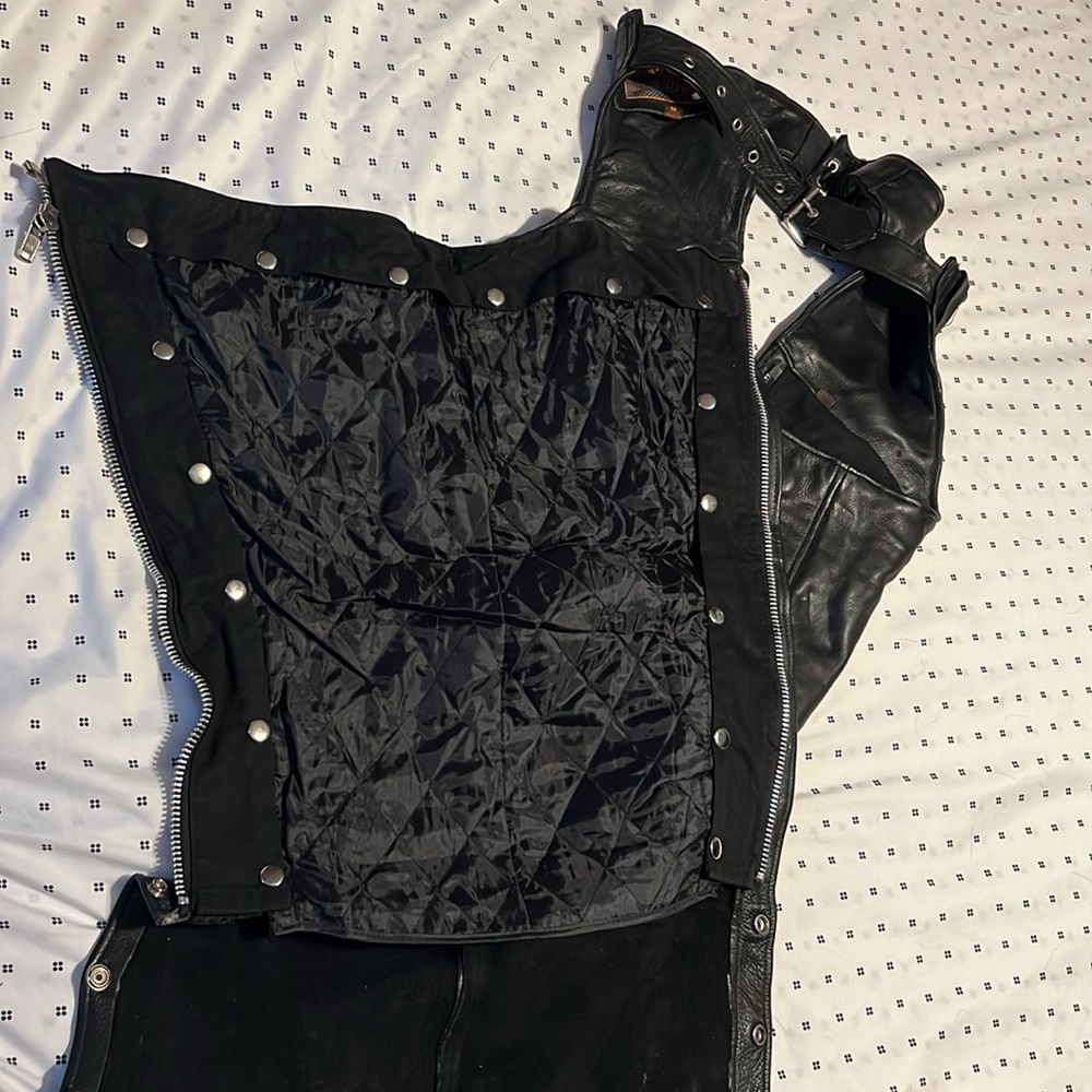 Black Leather Motorcycle Chaps - image 4